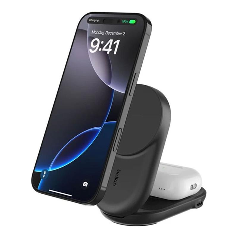 Belkin UltraCharge 2-in-1 Foldable Magnetic Charger with Qi2 25W - Black