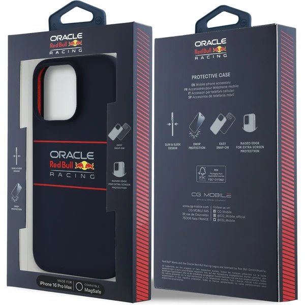 Red Bull Silicone Horizontal Logo MagSafe Zadný Kryt pre iPhone 16 Pro Max modrý