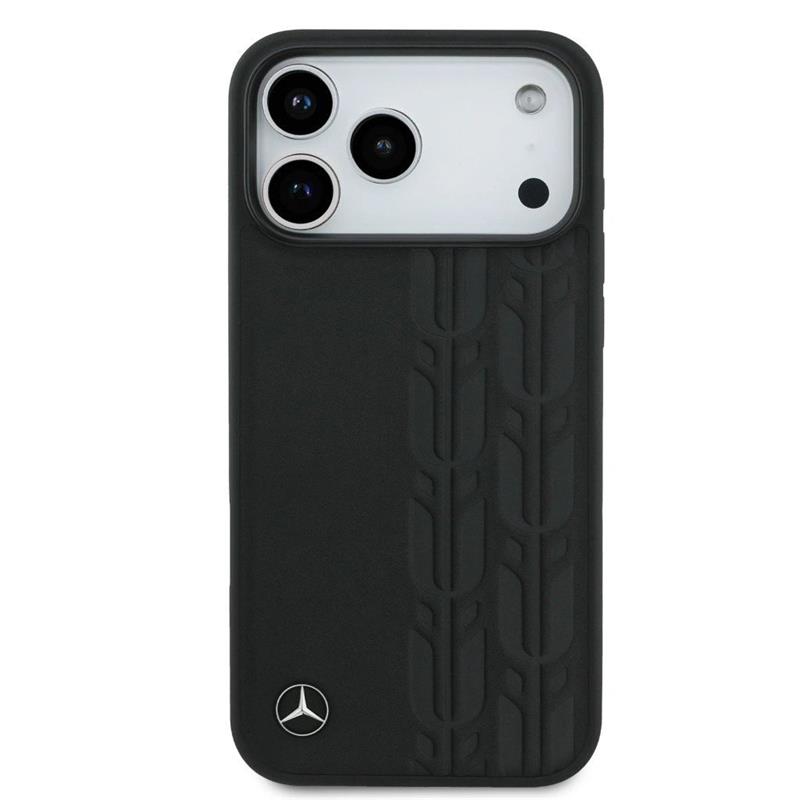 Mercedes Leather Laurel Leaves MagSafe Zadný Kryt pre iPhone 17 Pro Max čierny