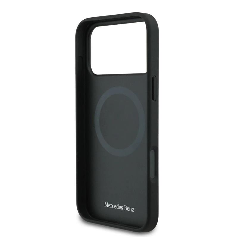 Mercedes Leather Laurel Leaves MagSafe Zadný Kryt pre iPhone 17 Pro Max čierny