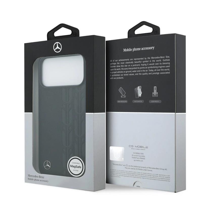 Mercedes Leather Laurel Leaves MagSafe Zadný Kryt pre iPhone 17 Pro Max čierny