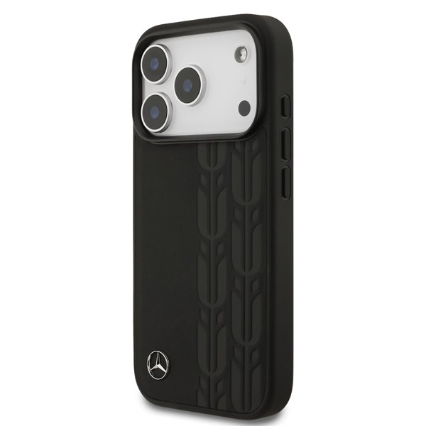 Mercedes Leather Laurel Leaves MagSafe Zadný Kryt pre iPhone 17 Pro čierny