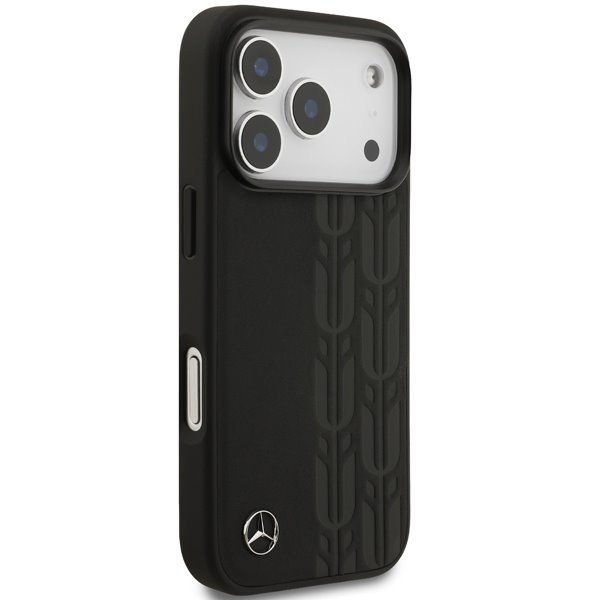 Mercedes Leather Laurel Leaves MagSafe Zadný Kryt pre iPhone 17 Pro čierny
