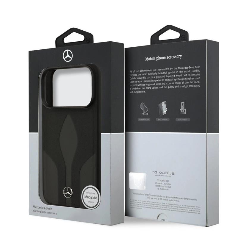 Mercedes Leather The Move MagSafe Zadný Kryt pre iPhone 17 Pro čierny