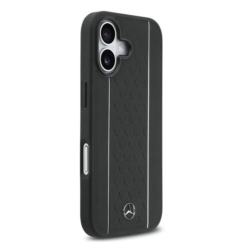 Mercedes Leather Star Pattern and Stripes MagSafe Zadný Kryt pre iPhone 17 čierny
