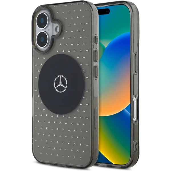 Mercedes PC/TPU Star Pattern MagSafe Zadný Kryt pre iPhone 16 Plus čierny