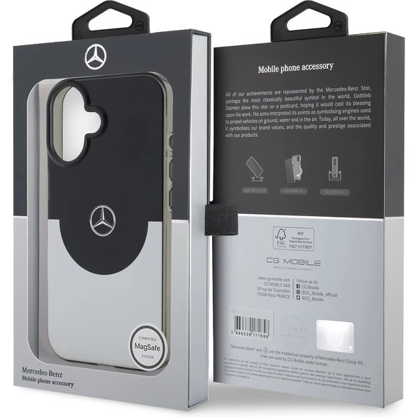 Mercedes PC/TPU Double Layer MagSafe Zadný Kryt pre iPhone 16 čierny