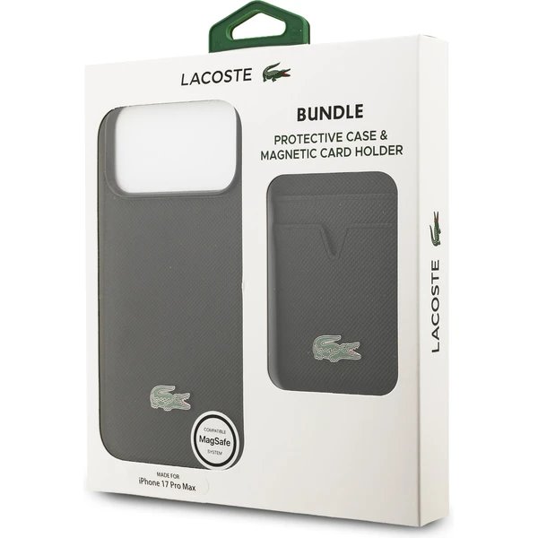 Lacoste Iconic Petit Pique MagSafe kryt + peňaženka iPhone 17 Pro Max čierny