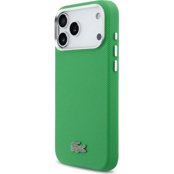 Lacoste Iconic Petit Pique Metal Logo MagSafe kryt iPhone 17 Pro Max zelený