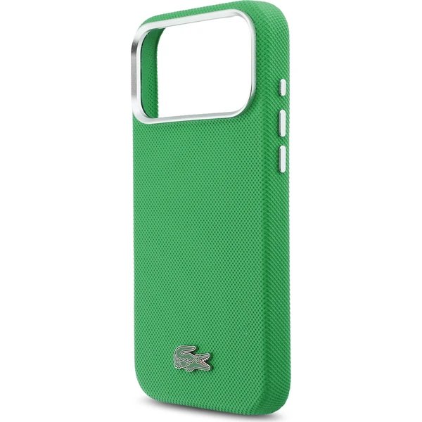 Lacoste Iconic Petit Pique Metal Logo MagSafe kryt iPhone 17 Pro Max zelený