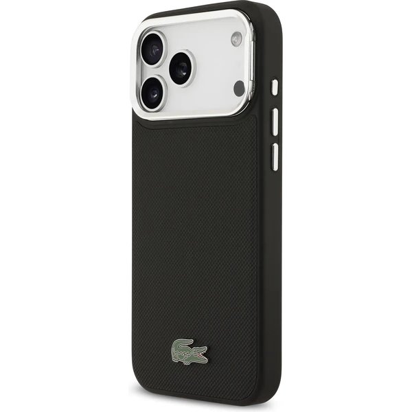 Lacoste Iconic Petit Pique Camera Stand MagSafe kryt iPhone 17 Pro čierny