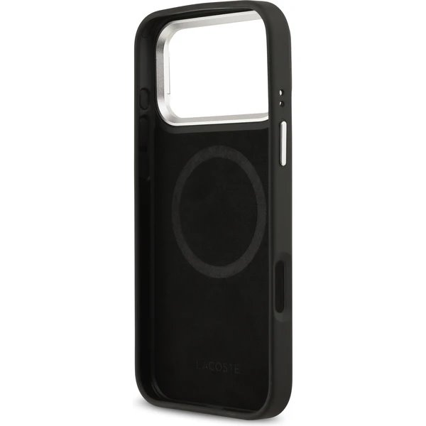 Lacoste Iconic Petit Pique Camera Stand MagSafe kryt iPhone 17 Pro čierny