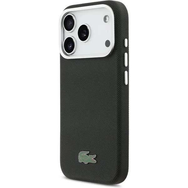 Lacoste Iconic Petit Pique Metal Logo MagSafe kryt iPhone 17 Pro čierny