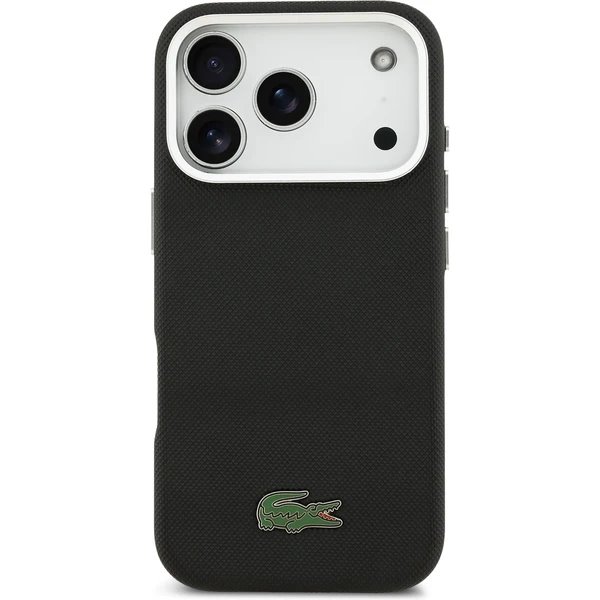 Lacoste Iconic Petit Pique Metal Logo MagSafe kryt iPhone 17 Pro čierny
