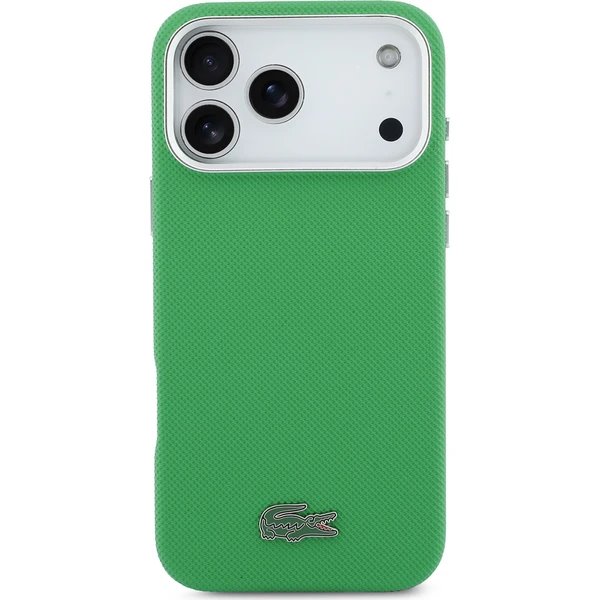 Lacoste Iconic Petit Pique Metal Logo MagSafe kryt iPhone 17 Pro zelený