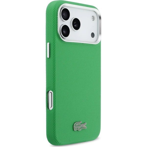 Lacoste Iconic Petit Pique Metal Logo MagSafe kryt iPhone 17 Pro zelený