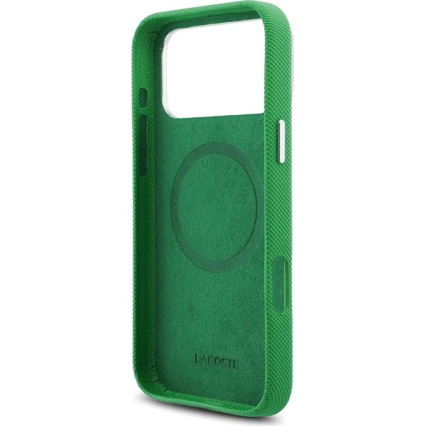 Lacoste Iconic Petit Pique Metal Logo MagSafe kryt iPhone 17 Pro zelený