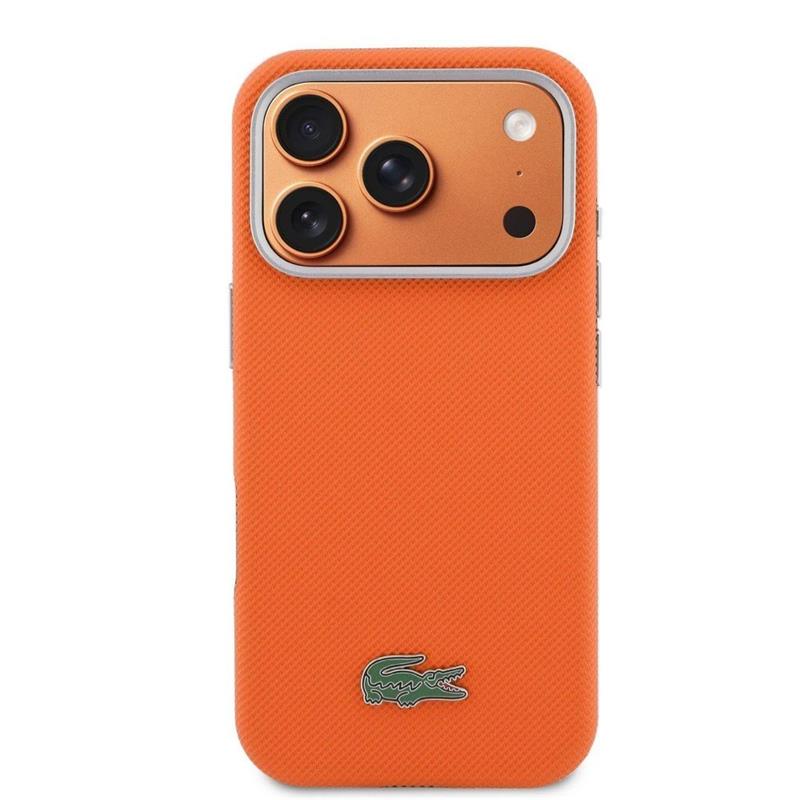 Lacoste PVC Petit Pique Semi Wrap MagSafe pre iPhone 17 Pro oranžový