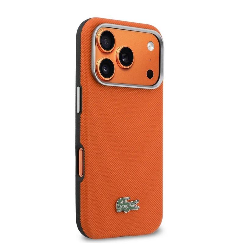 Lacoste PVC Petit Pique Semi Wrap MagSafe pre iPhone 17 Pro oranžový