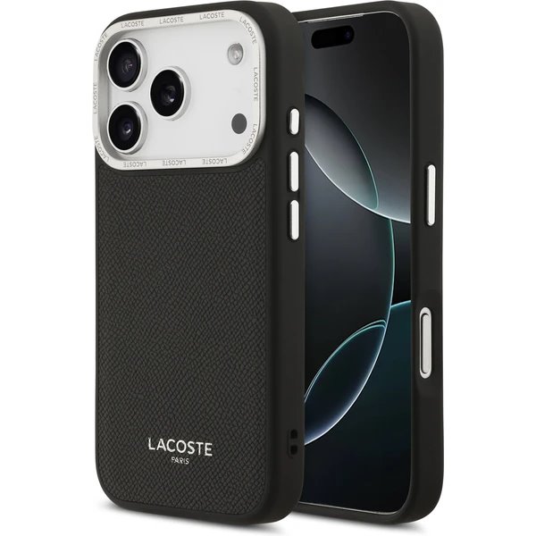 Lacoste PU Leather Champs Elysees MagSafe kryt iPhone 17 Pro čierny