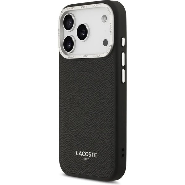 Lacoste PU Leather Champs Elysees MagSafe kryt iPhone 17 Pro čierny