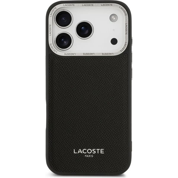 Lacoste PU Leather Champs Elysees MagSafe kryt iPhone 17 Pro čierny