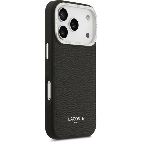Lacoste PU Leather Champs Elysees MagSafe kryt iPhone 17 Pro čierny