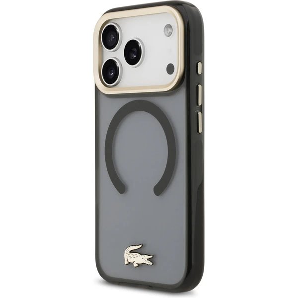 Lacoste PC/TPU Frosted Finish Gold Logo MagSafe kryt iPhone 17 Pro čierny