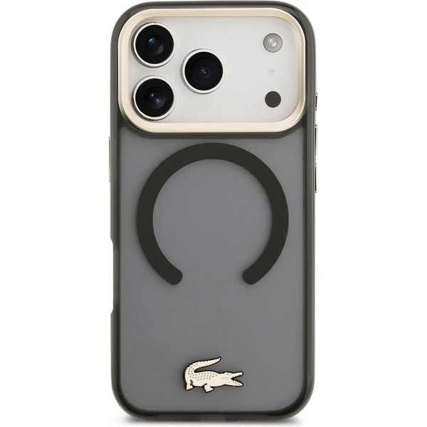 Lacoste PC/TPU Frosted Finish Gold Logo MagSafe kryt iPhone 17 Pro čierny