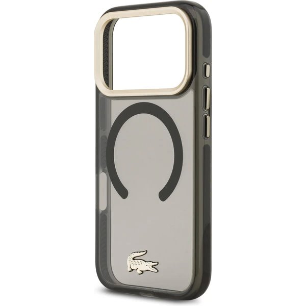 Lacoste PC/TPU Frosted Finish Gold Logo MagSafe kryt iPhone 17 Pro čierny