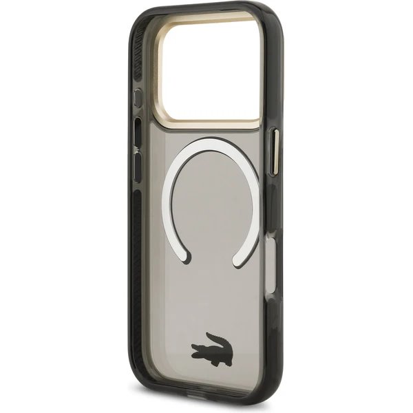 Lacoste PC/TPU Frosted Finish Gold Logo MagSafe kryt iPhone 17 Pro čierny