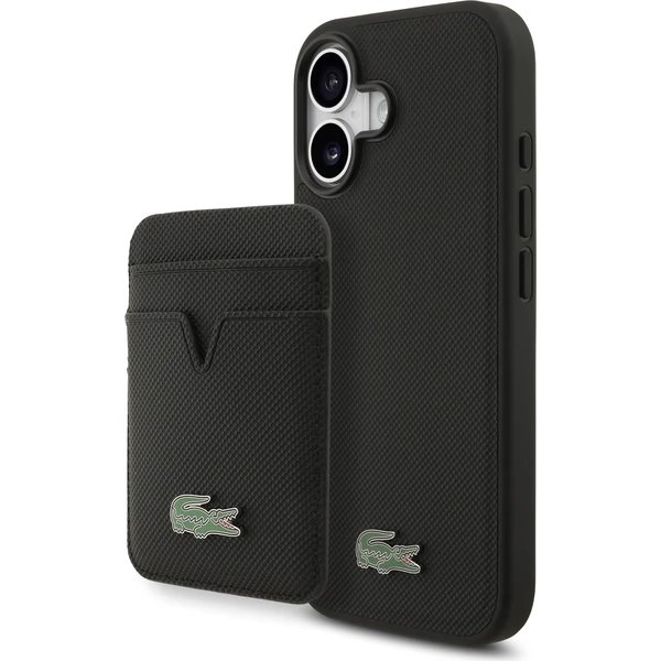 Lacoste Iconic Petit Pique MagSafe kryt + peňaženka iPhone 17 čierny