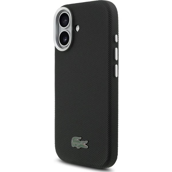 Lacoste PVC Iconic Petit Pique Metal Logo MagSafe kryt iPhone 17 čierny