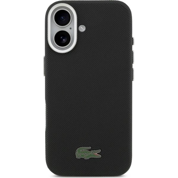 Lacoste PVC Iconic Petit Pique Metal Logo MagSafe kryt iPhone 17 čierny