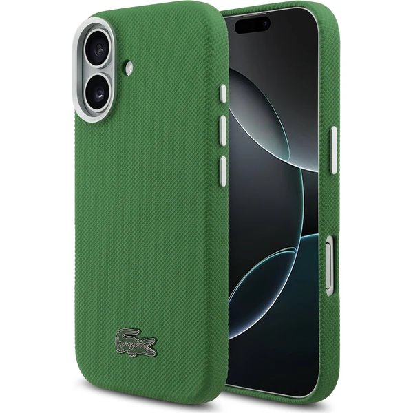 Lacoste PVC Iconic Petit Pique Metal Logo MagSafe kryt iPhone 17 zelený