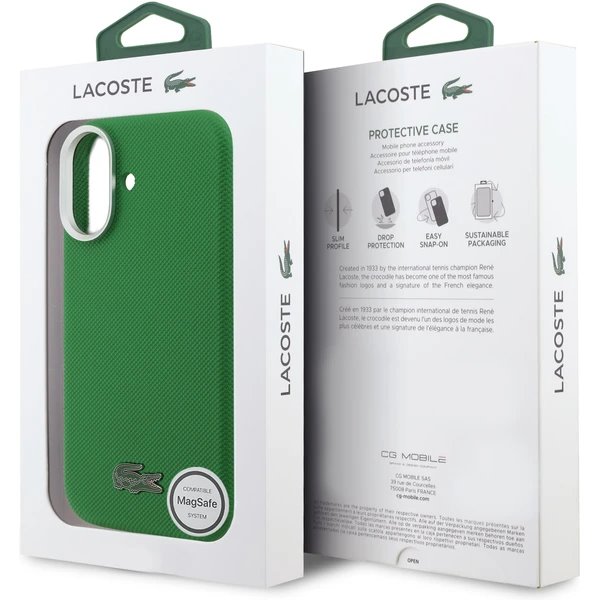 Lacoste PVC Iconic Petit Pique Metal Logo MagSafe kryt iPhone 17 zelený