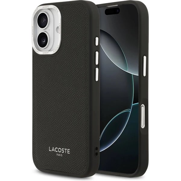 Lacoste PU Leather Champs Elysees MagSafe kryt iPhone 17 čierny