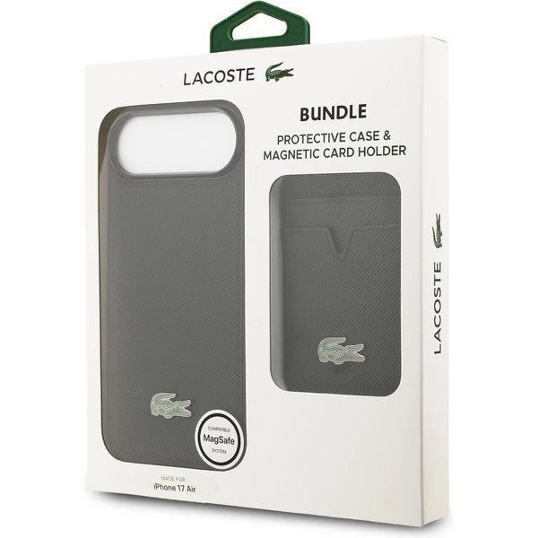 Lacoste Iconic Petit Pique MagSafe kryt + peňaženka iPhone Air čierny