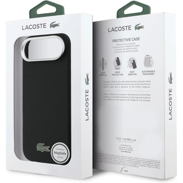 Lacoste Iconic Petit Pique Metal Logo MagSafe kryt iPhone Air čierny