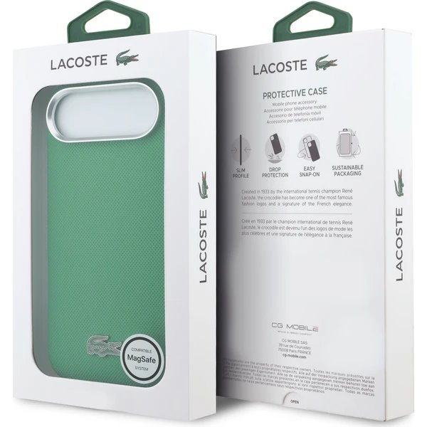 Lacoste Iconic Petit Pique Metal Logo MagSafe kryt iPhone Air zelený