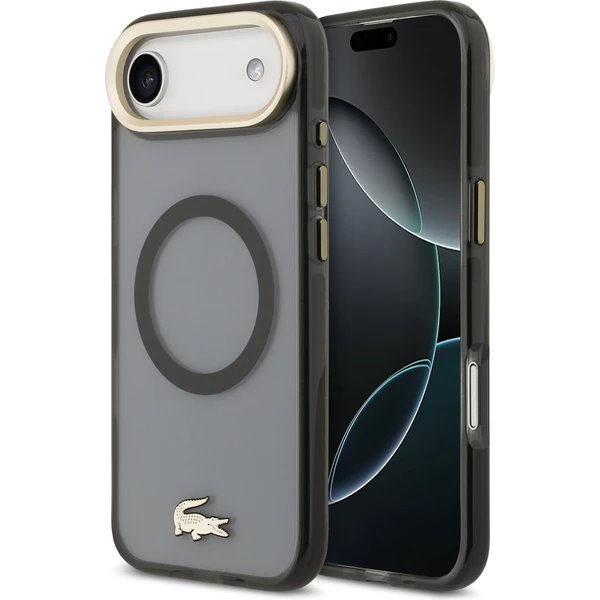 Lacoste PC/TPU Frosted Finish Gold Logo MagSafe kryt iPhone Air čierny