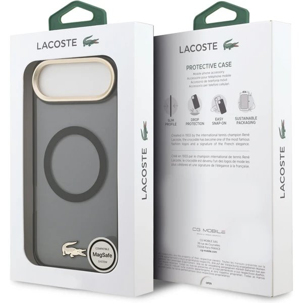 Lacoste PC/TPU Frosted Finish Gold Logo MagSafe kryt iPhone Air čierny