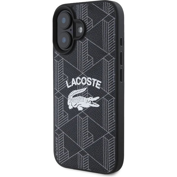 Lacoste Blend Monogram MagSafe kryt iPhone 16 čierny