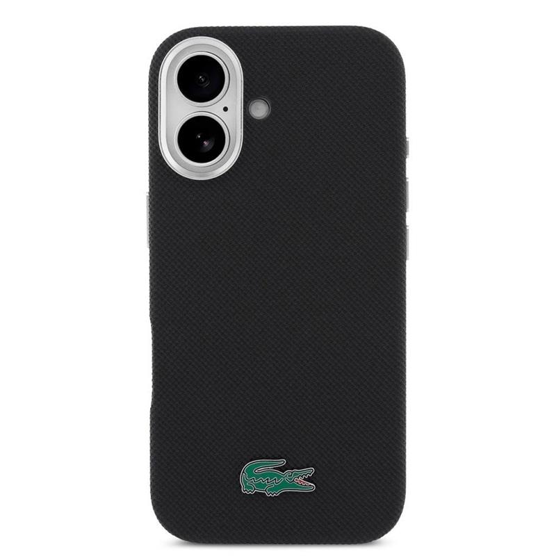 Lacoste PVC Iconic Petit Pique Metal Logo MagSafe kryt iPhone 16 čierny
