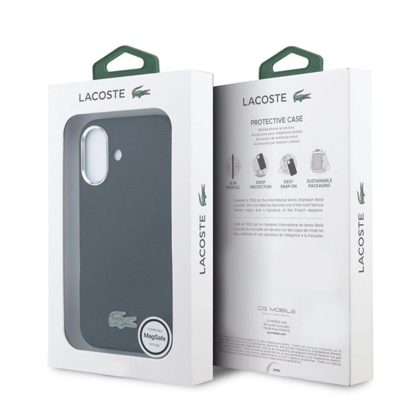 Lacoste PVC Iconic Petit Pique Metal Logo MagSafe kryt iPhone 16 čierny