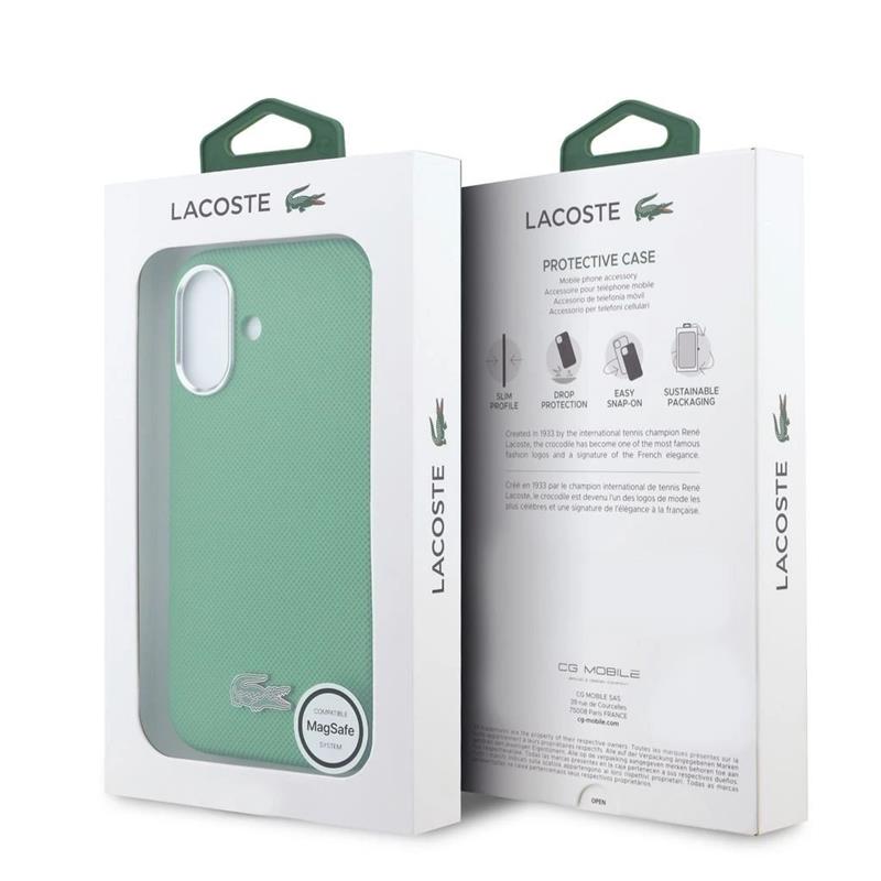 Lacoste PVC Iconic Petit Pique Metal Logo MagSafe kryt iPhone 16 zelený