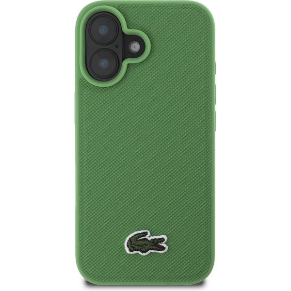 Lacoste Iconic Petit Pique Woven Logo MagSafe kryt iPhone 16 Plus zelený
