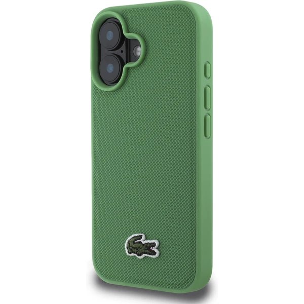 Lacoste Iconic Petit Pique Woven Logo MagSafe kryt iPhone 16 Plus zelený