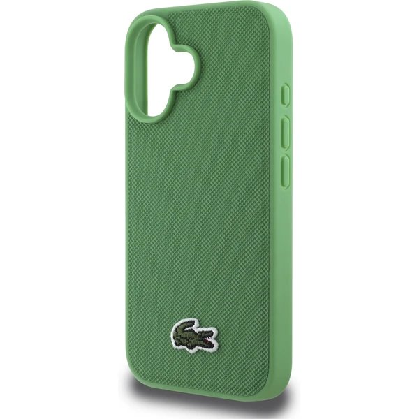 Lacoste Iconic Petit Pique Woven Logo MagSafe kryt iPhone 16 Plus zelený