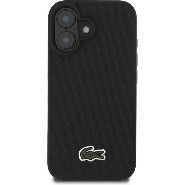 Lacoste Iconic Petit Pique Woven Logo MagSafe kryt iPhone 16 Plus čierny